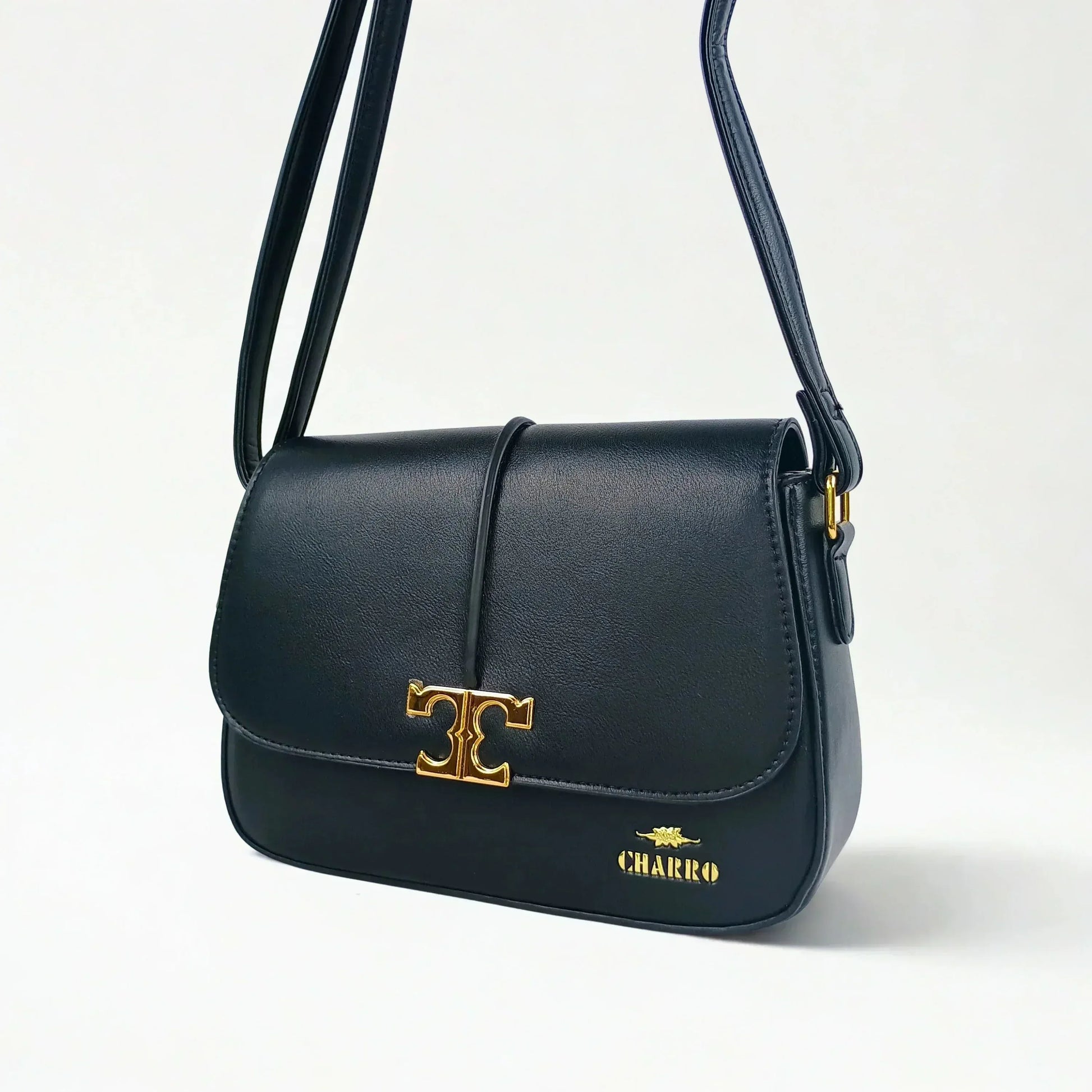 Charro Black Leather Flap Bag - MS-5944 - Stile Donna Bags