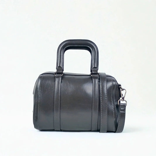 Dark Gray Faux Leather Handbag MS-1283 - Stile Donna Bags