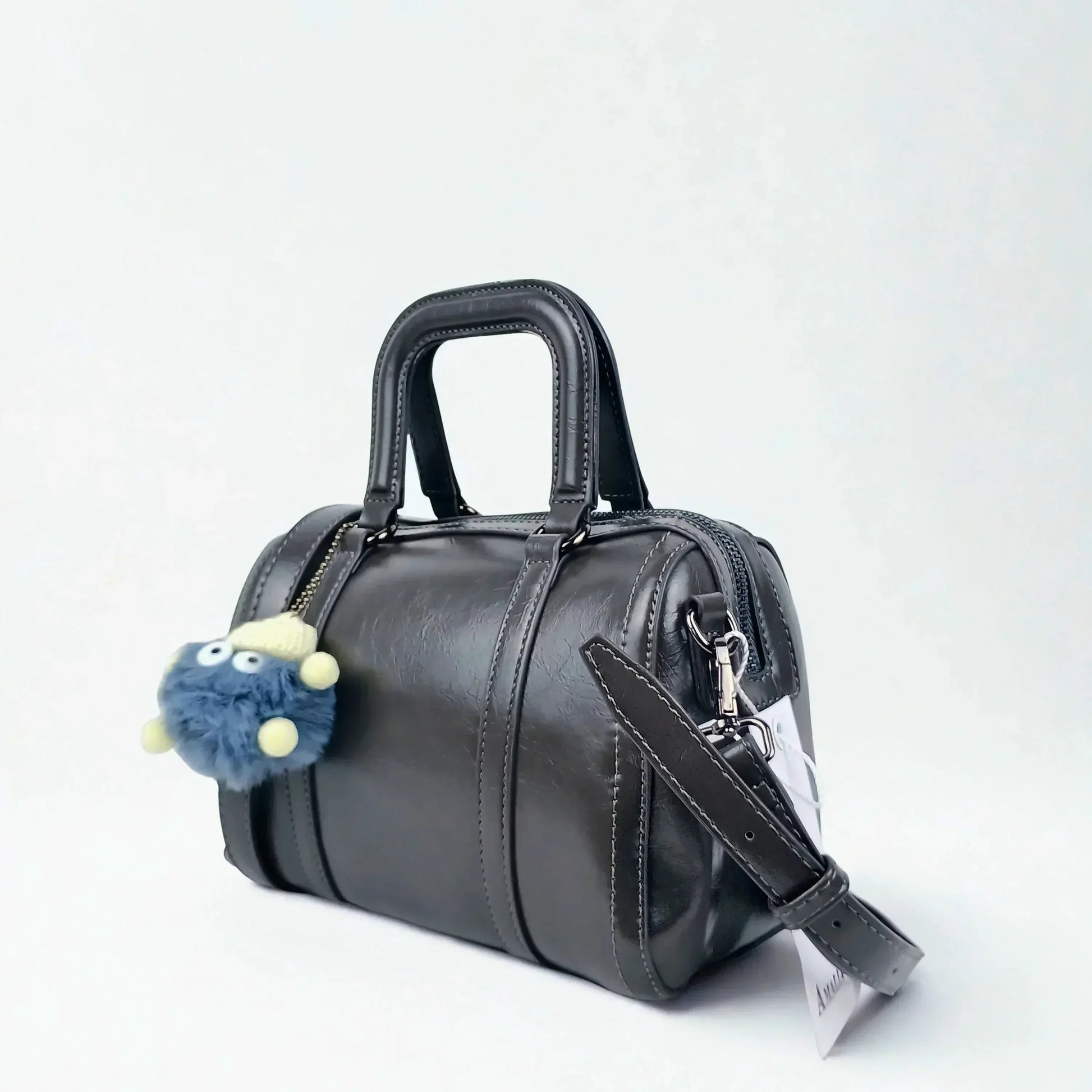 Dark Gray Faux Leather Handbag MS-1283 - Stile Donna Bags