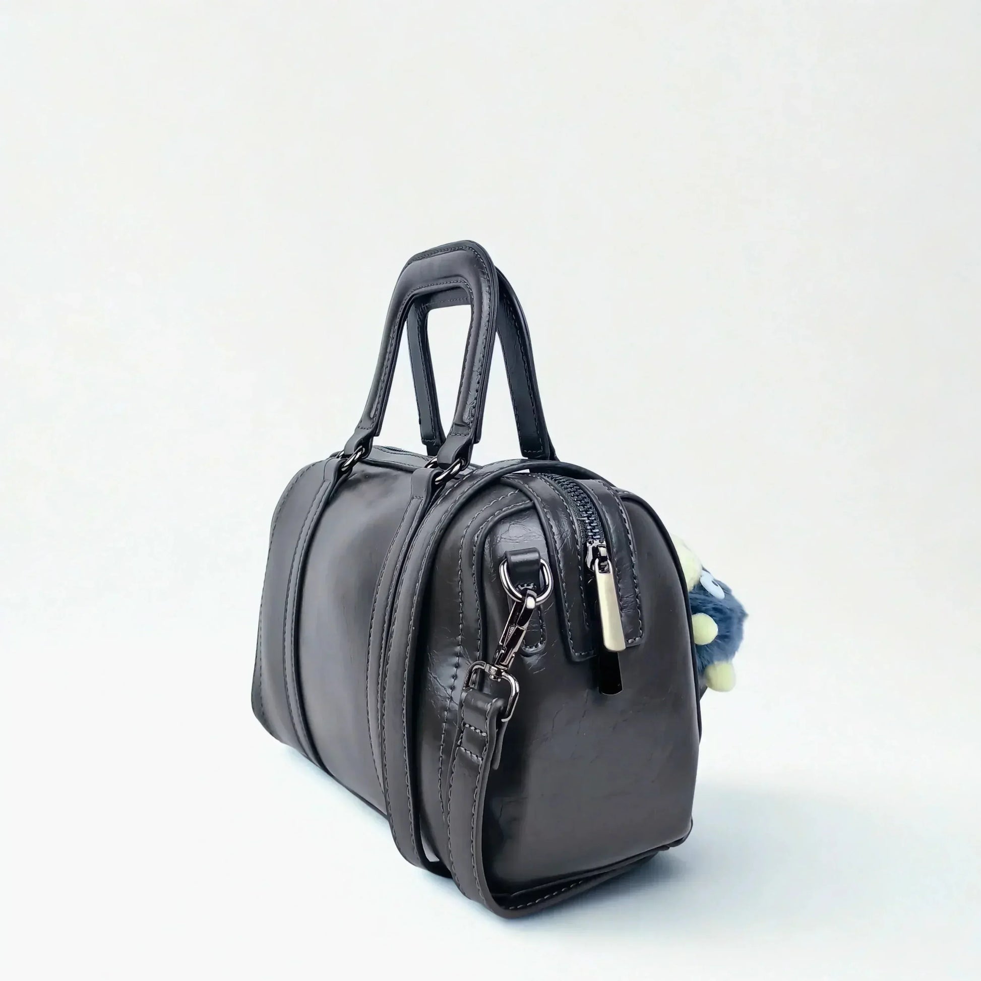 Dark Gray Faux Leather Handbag MS-1283 - Stile Donna Bags