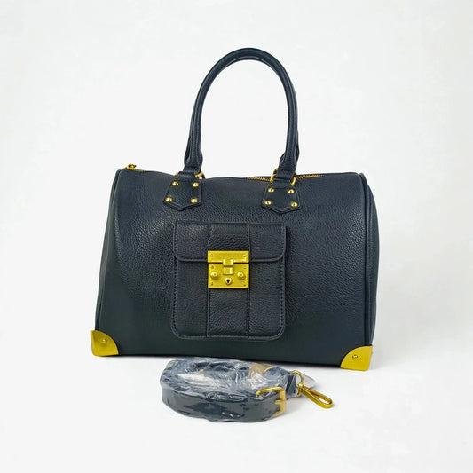 Enrico Doctor Bag - Black Leather MS-4449 - Stile Donna Bags