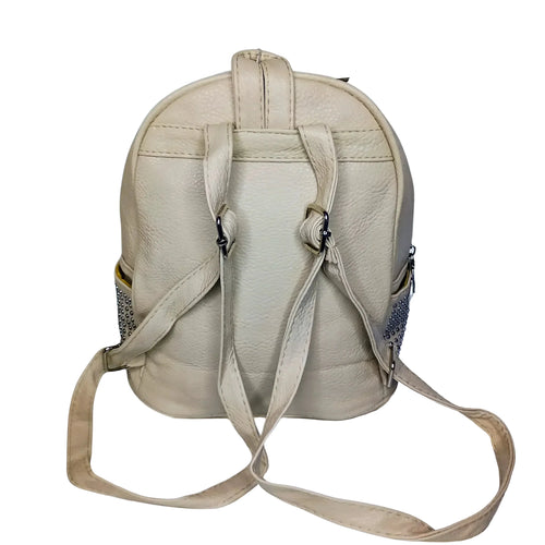 Leather Backpack with Side Pockets - MS-6965 - Stile Donna Bags