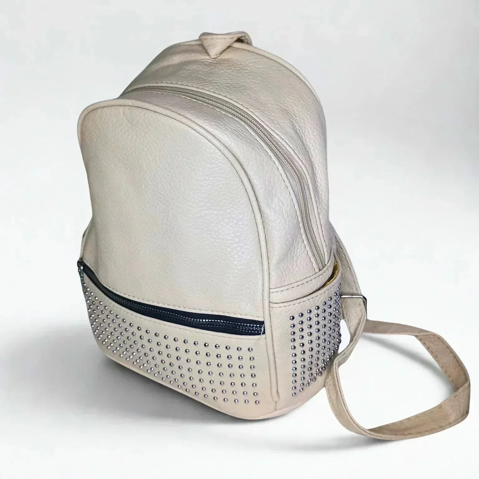 Leather Backpack with Side Pockets - MS-6965 - Stile Donna Bags