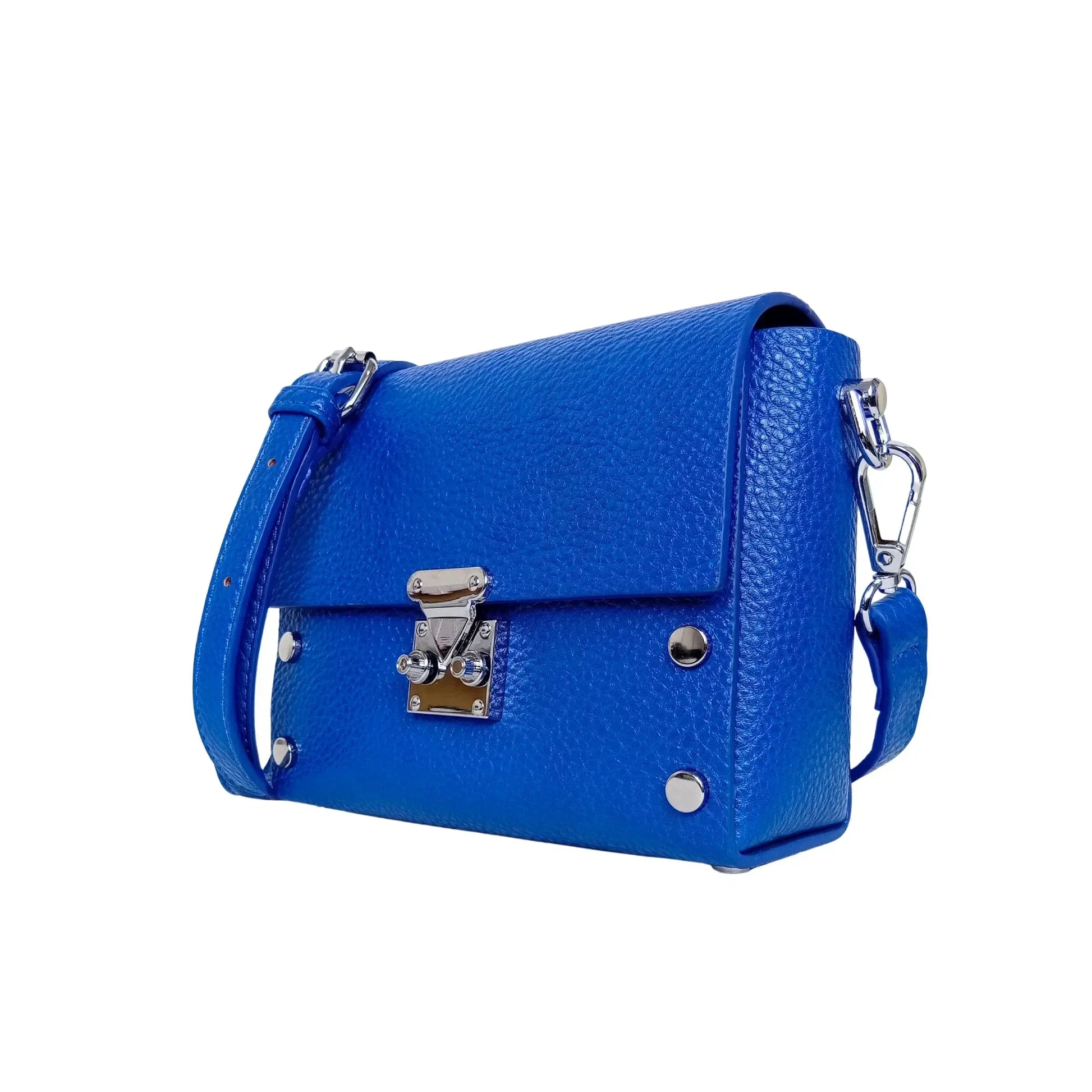 Leather Crossbody Clutch with Silver-Tone Hardware MS-1907 - Stile Donna Bags