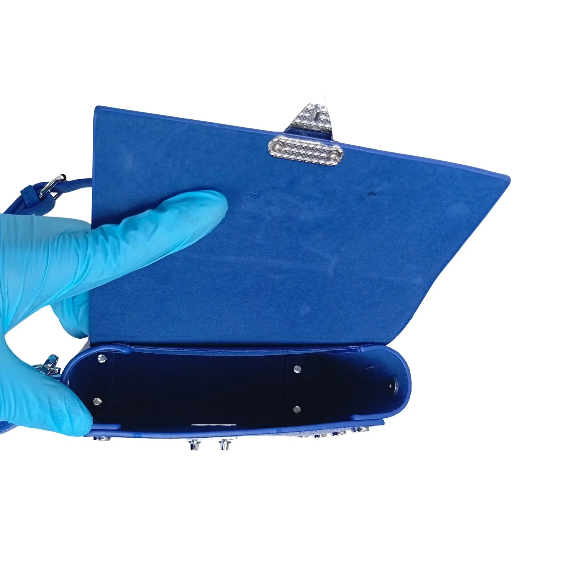 Leather Crossbody Clutch with Silver-Tone Hardware MS-1907 - Stile Donna Bags