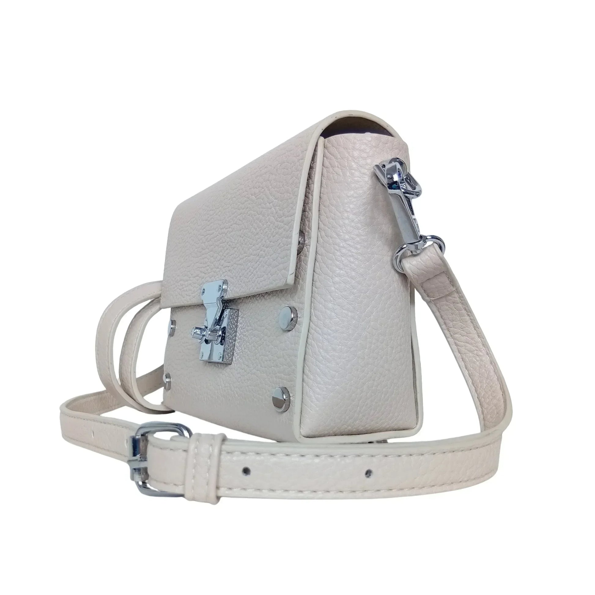 Leather Crossbody Clutch with Silver-Tone Hardware MS-1907 - Stile Donna Bags