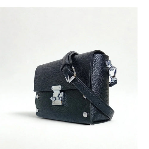 Leather Crossbody Clutch with Silver-Tone Hardware MS-1907 - Stile Donna Bags