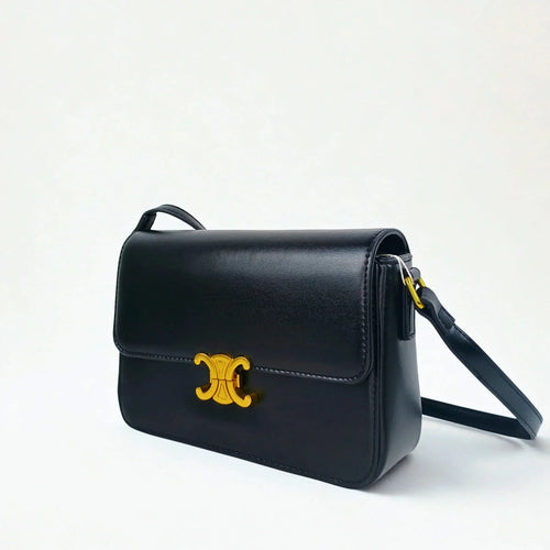 Leather Flap Bag with Gold Hardware - MS-8899 - Stile Donna Bags