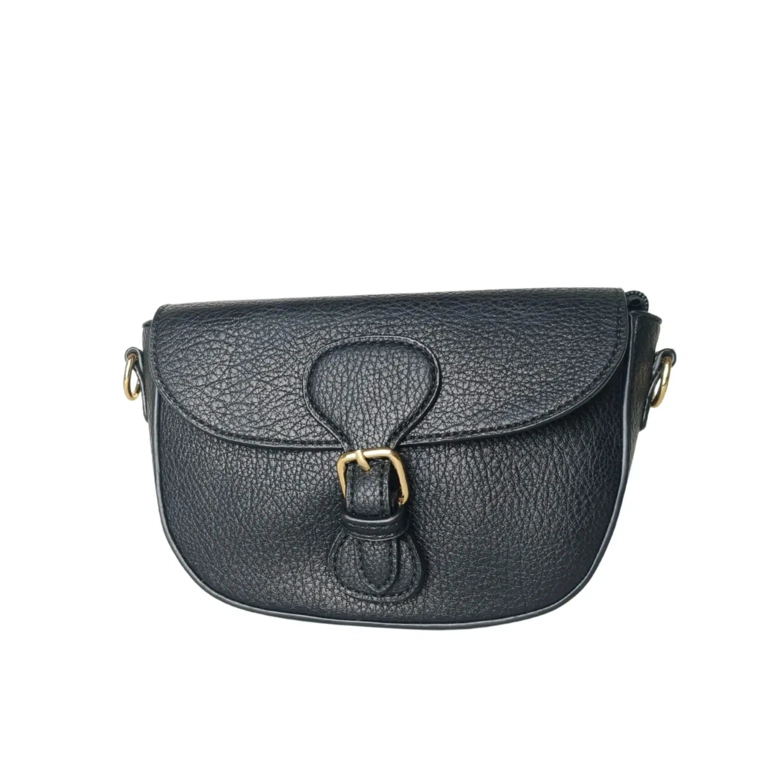 Leather crossbody bag with gold-tone buckle MS-2818 - Stile Donna Bags