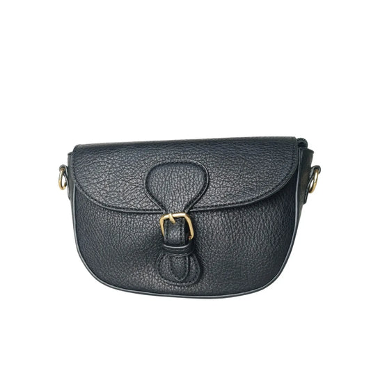 Leather crossbody bag with gold-tone buckle MS-2818 - Stile Donna Bags