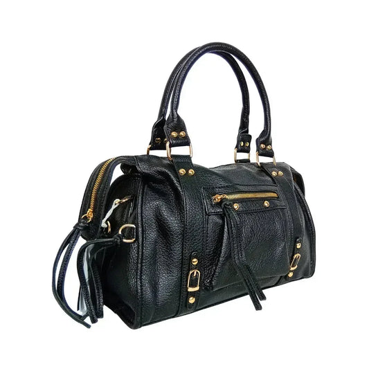 Leather handbag with gold-toned hardware MS-2202 - Stile Donna Bags