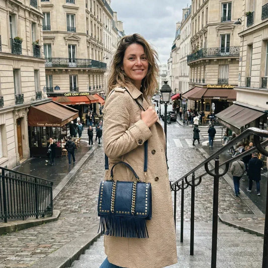 Leather handbag with metallic design - MS-5442 - Stile Donna Bags