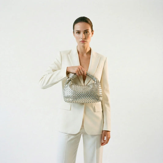 Mesh Knot handle bag with detachable strap - Stile Donna Bags