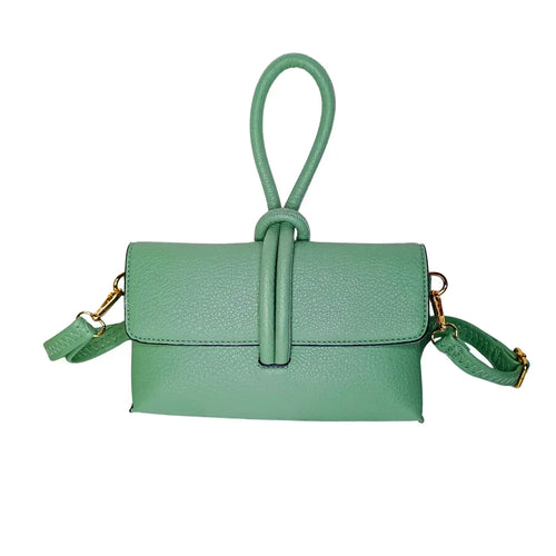 Mint Green Leather Clutch Bag - MS-9642 - Stile Donna Bags