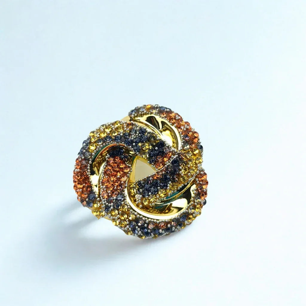 Multicolor Pavé Knot Stud Earrings in Gold-Tone Stainless Steel - Stile Donna Bags