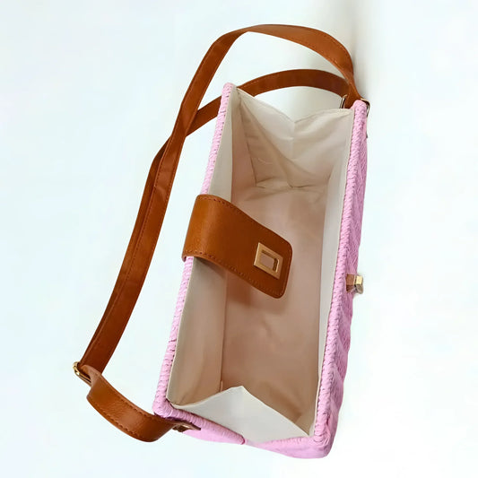 Pink Woven Shoulder Bag - MS-525 - Stile Donna Bags