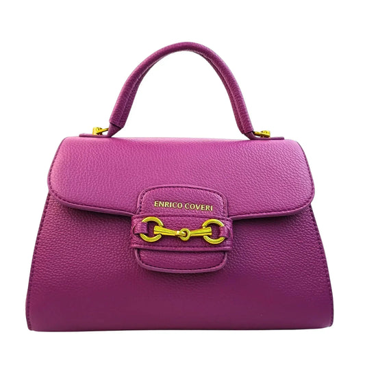 Purple Leather Satchel Bag - MS-0430 - Stile Donna Bags