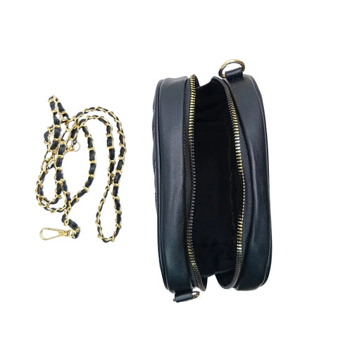 Quilted oval crossbody bag - V-stitched pattern MS-5941 - Stile Donna Bags