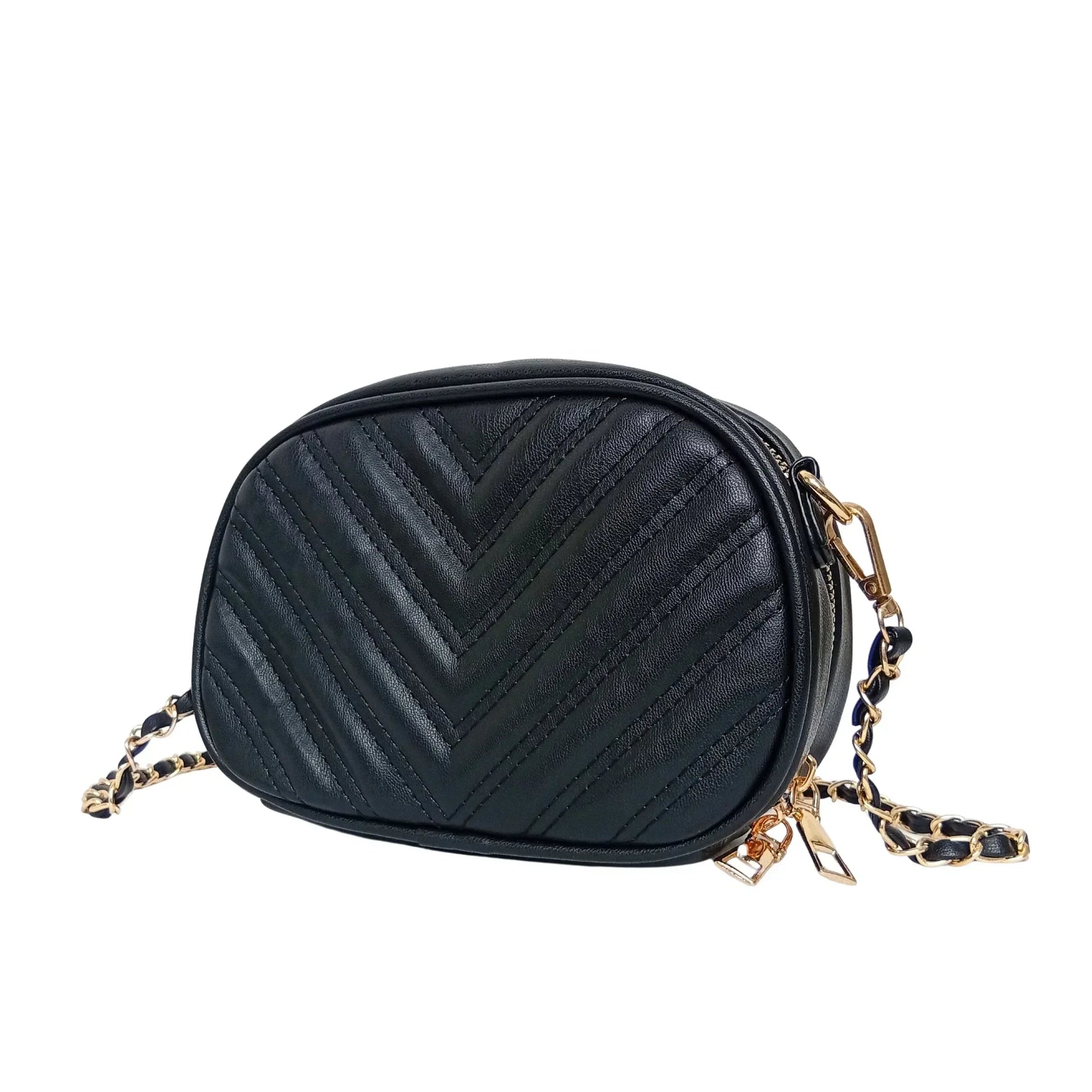 Quilted oval crossbody bag - V-stitched pattern MS-5941 - Stile Donna Bags