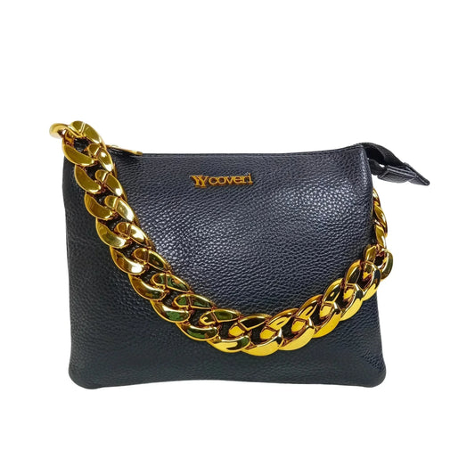 Shoulder bag with a large gold-tone chain handle MS-7819 - Stile Donna Bags
