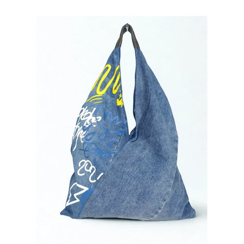Stylish Graphic Print Denim Hobo Tote Bag - Stile Donna Bags