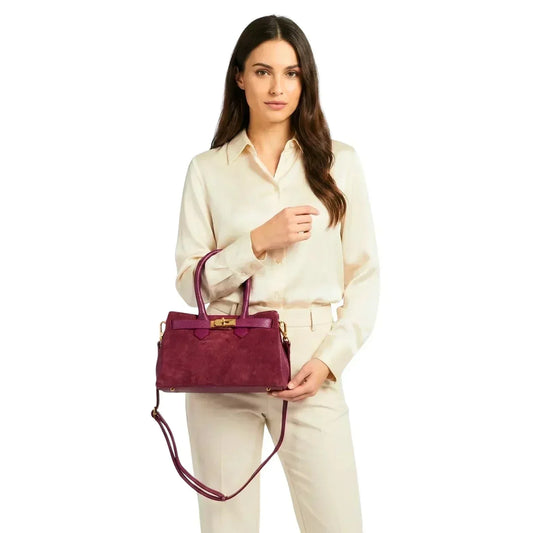 Velinara MS-5494 Suede Leather Handbag - Stile Donna Bags