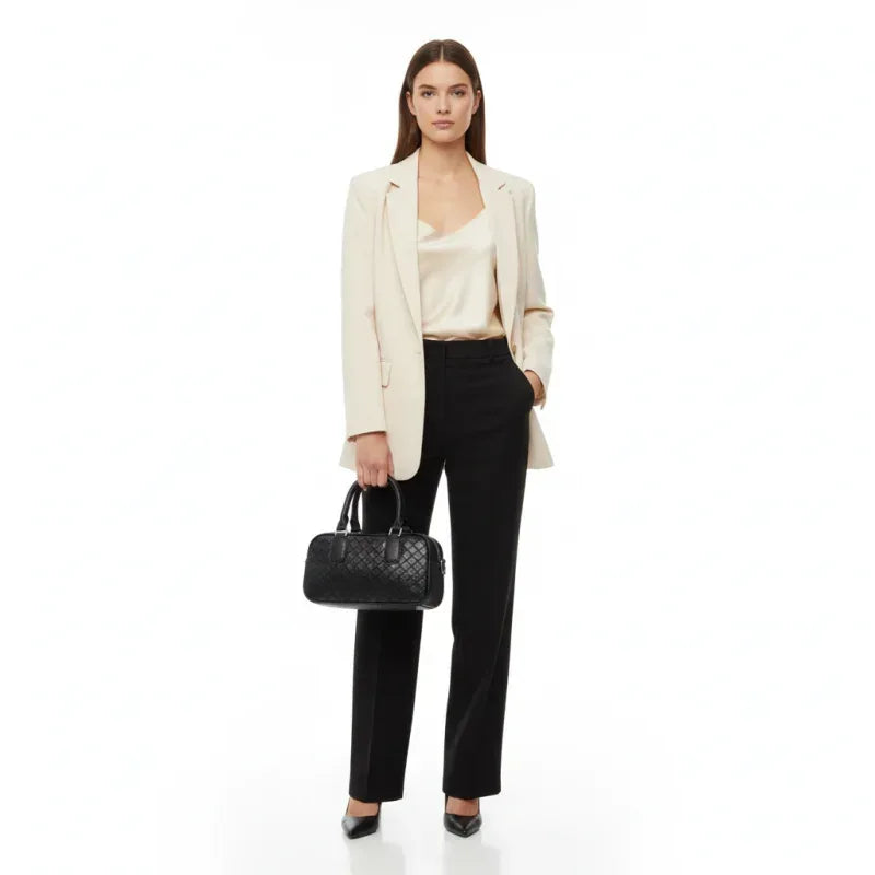 Woven Leather Barrel Bag MS-4299 - Stile Donna Bags