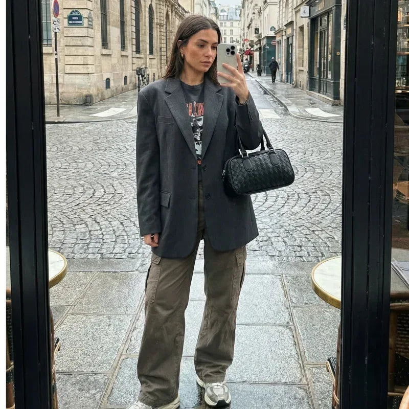 Woven Leather Barrel Bag MS-4299 - Stile Donna Bags