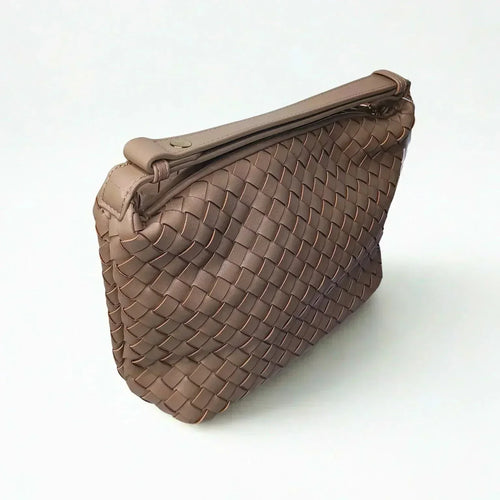 Woven Leather Handbag with Handle - MS-4957 - Stile Donna Bags