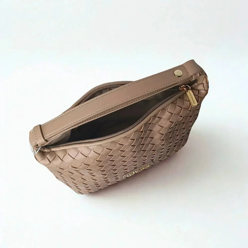 Woven Leather Handbag with Handle - MS-4957 - Stile Donna Bags
