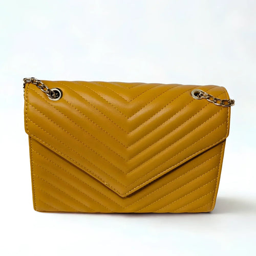 Yellow Clutch Leather Bag - MS-9583 - Stile Donna Bags