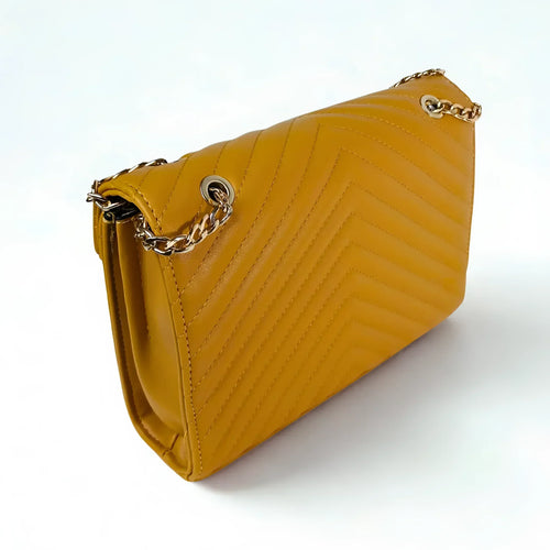 Yellow Clutch Leather Bag - MS-9583 - Stile Donna Bags