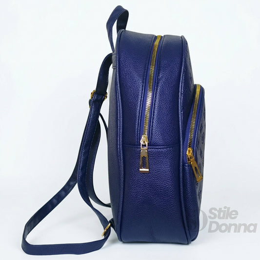 Zainetto da Donna in Pelle Blu Scuro - zaino pelle scamosciata