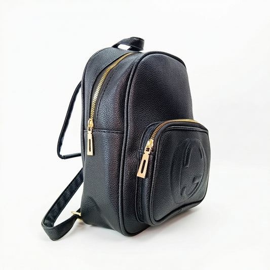 Zaino in Pelle Nera Gucci con Logo GG Intrecciato - zaino gucci pelle