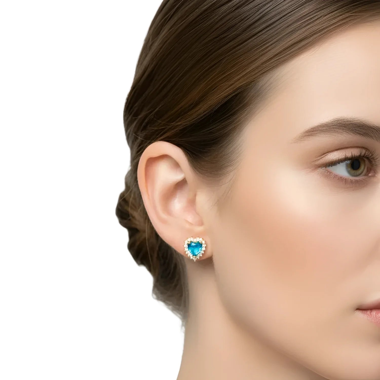 Azure Heart Halo Studs Earrings - Stile Donna Bags
