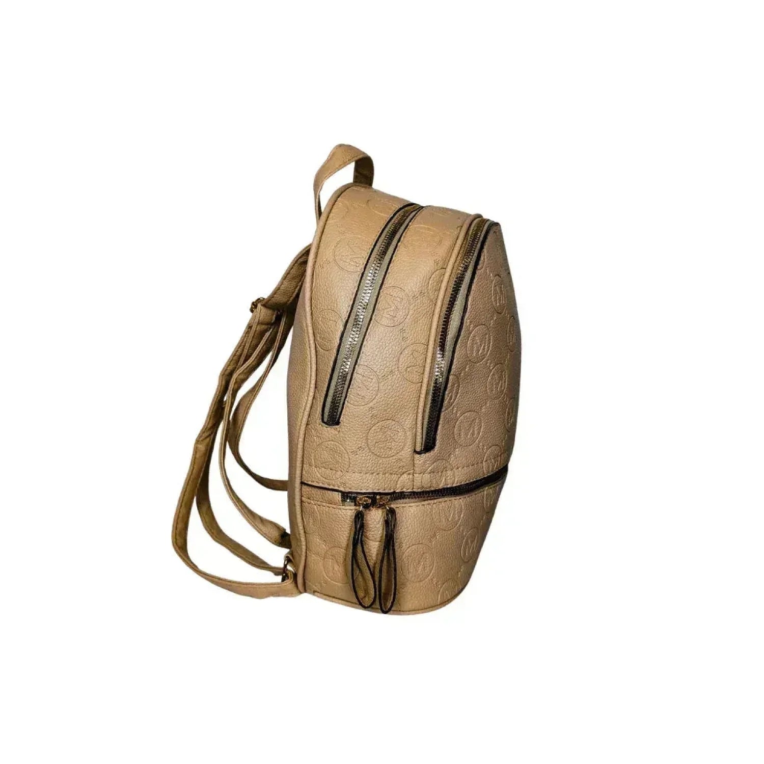 Beige and Black Leather Backpack - MS-4911 - Stile Donna Bags