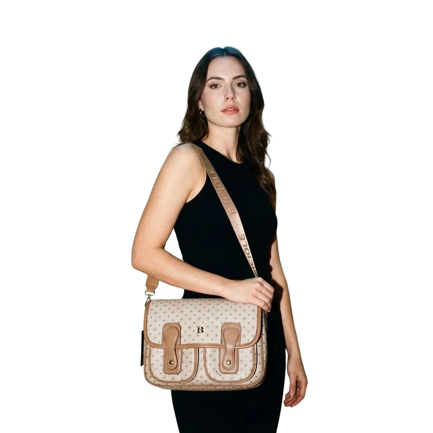 Beige leather Shoulder Bag MS-9056 - Stile Donna Bags