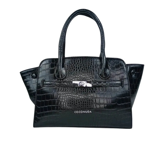 Black Crocodile Leather Handbag - MS-3643 - Stile Donna Bags