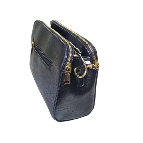 Black Faux Leather Shoulder Bag - MS-5918-Mos - Stile Donna Bags