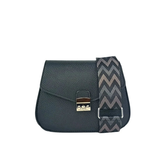 Black Leather Flap Bag - MS-9466 - Stile Donna Bags