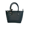 Black Leather Shopper Bag with Woven Texture and Scarf Accent - Stile Donna Bags