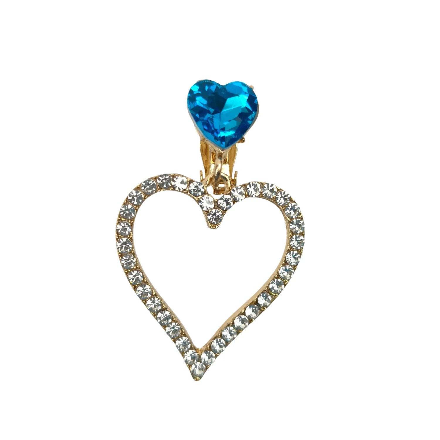 Blue Crystal Heart Drop Earrings - Stile Donna Bags