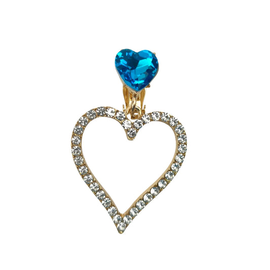 Blue Crystal Heart Drop Earrings - Stile Donna Bags