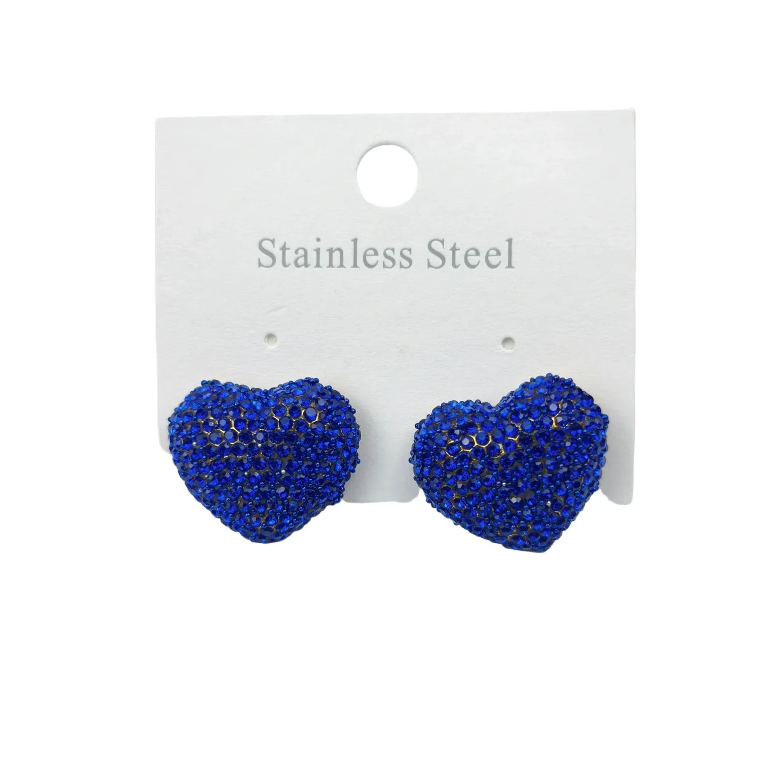Blue rhinestone heart stud earrings - Stile Donna Bags