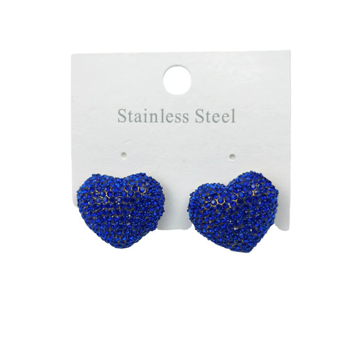 Blue rhinestone heart stud earrings - Stile Donna Bags
