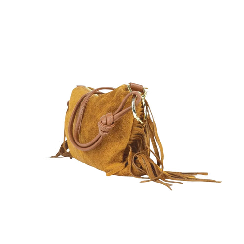 Boho Fringe Suede Shoulder Bag – Tan Brown - Stile Donna Bags