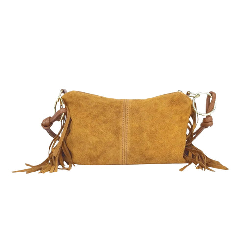 Boho Fringe Suede Shoulder Bag – Tan Brown - Stile Donna Bags