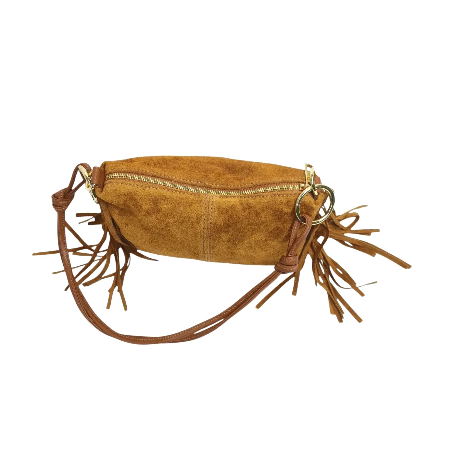 Boho Fringe Suede Shoulder Bag – Tan Brown - Stile Donna Bags