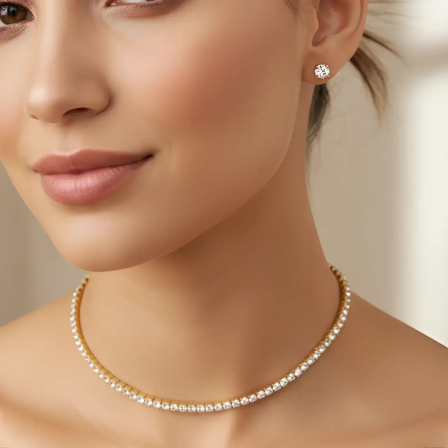 Bold Halo Gold Statement Necklace Set - delicate gold-toned choker