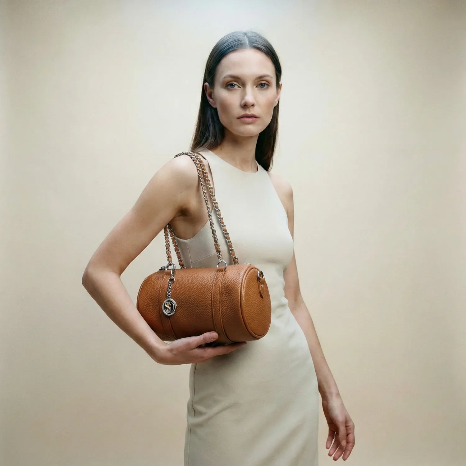 Borsa a Cilindro in Premium PU Leather con Doppi Manici - borsa cilindro pelle